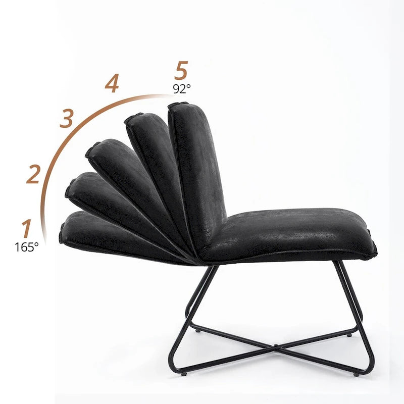 Fauteuil d'appoint en similicuir style Mid-century avec dossier réglable, lot de 2