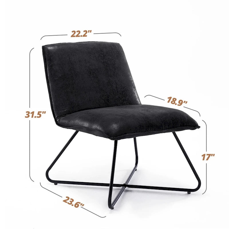 Fauteuil d'appoint en similicuir style Mid-century avec dossier réglable, lot de 2