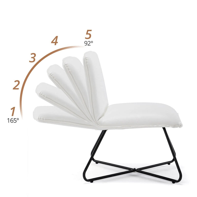 Fauteuil d'appoint en similicuir style Mid-century avec dossier réglable, lot de 2