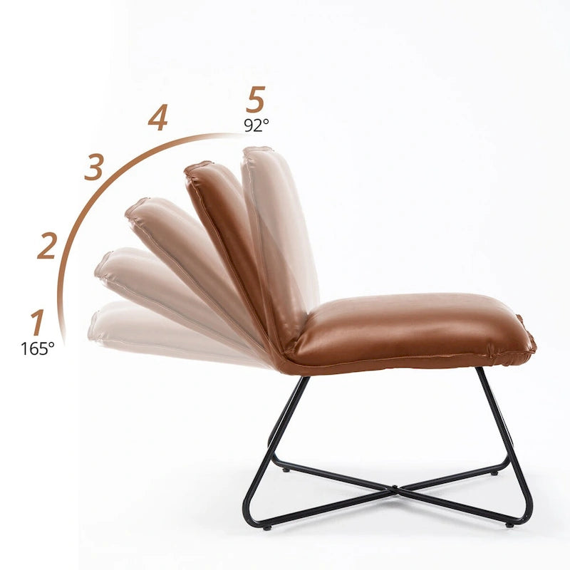 Fauteuil d'appoint en similicuir style Mid-century avec dossier réglable, lot de 2