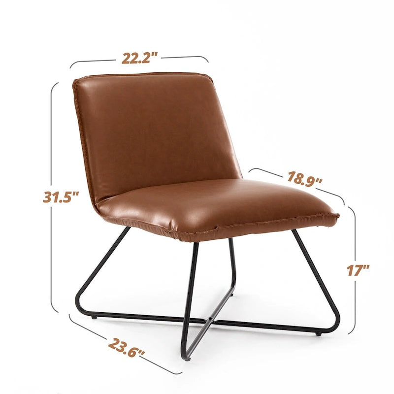Fauteuil d'appoint en similicuir style Mid-century avec dossier réglable, lot de 2