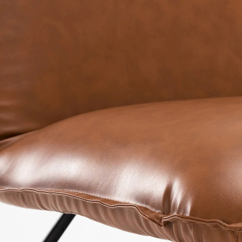 Fauteuil d'appoint en similicuir style Mid-century avec dossier réglable, lot de 2