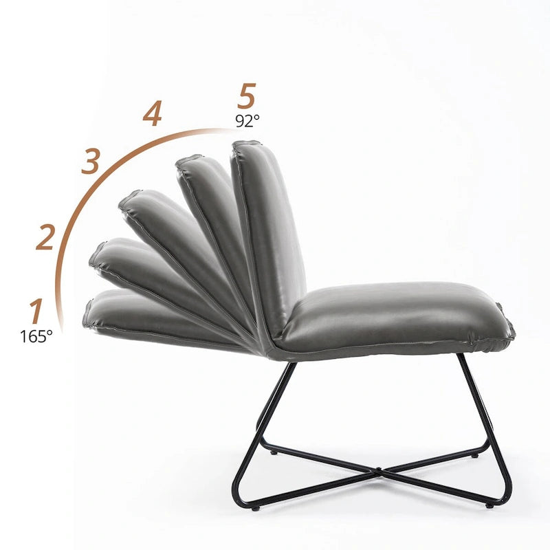Fauteuil d'appoint en similicuir style Mid-century avec dossier réglable, lot de 2