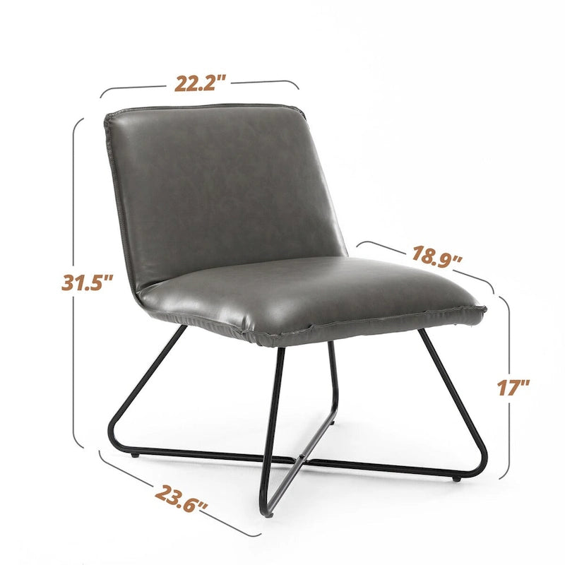 Fauteuil d'appoint en similicuir style Mid-century avec dossier réglable, lot de 2