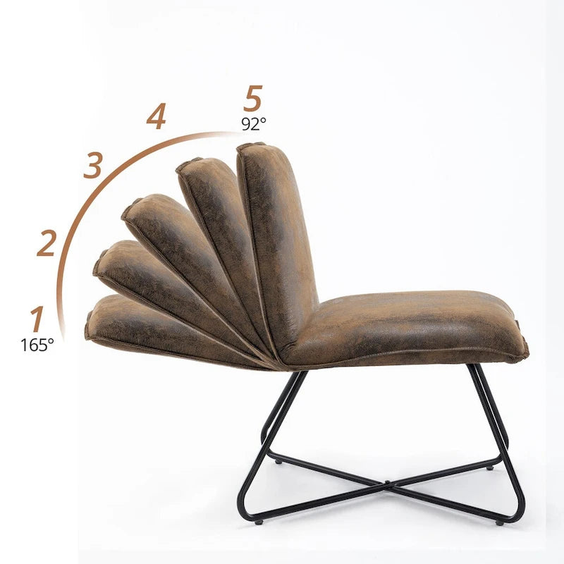 Fauteuil d'appoint en similicuir style Mid-century avec dossier réglable, lot de 2