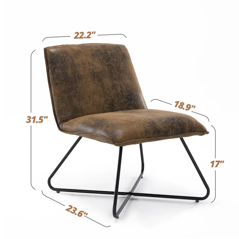 Fauteuil d'appoint en similicuir style Mid-century avec dossier réglable, lot de 2