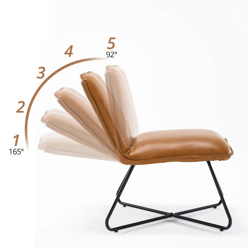 Fauteuil d'appoint en similicuir style Mid-century avec dossier réglable, lot de 2