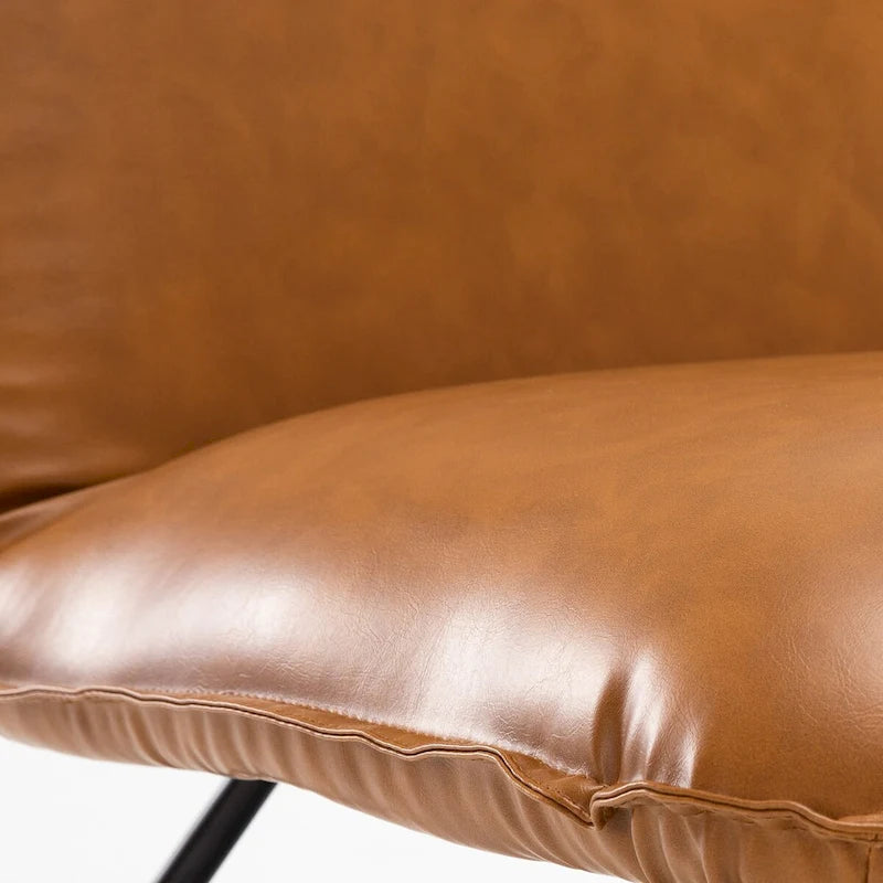 Fauteuil d'appoint en similicuir style Mid-century avec dossier réglable, lot de 2