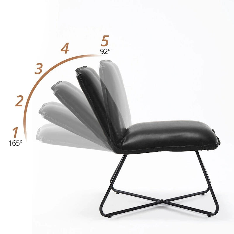 Fauteuil d'appoint en similicuir style Mid-century avec dossier réglable, lot de 2