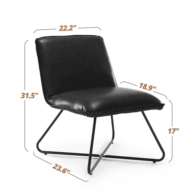 Fauteuil d'appoint en similicuir style Mid-century avec dossier réglable, lot de 2
