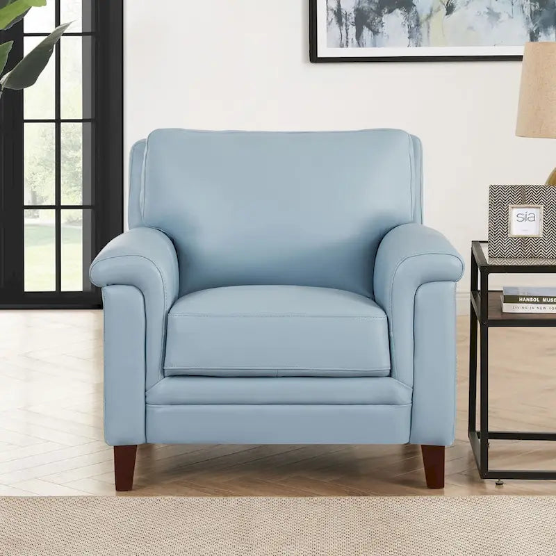 Chaise en cuir pleine fleur avec mousse à mémoire de forme et ressorts