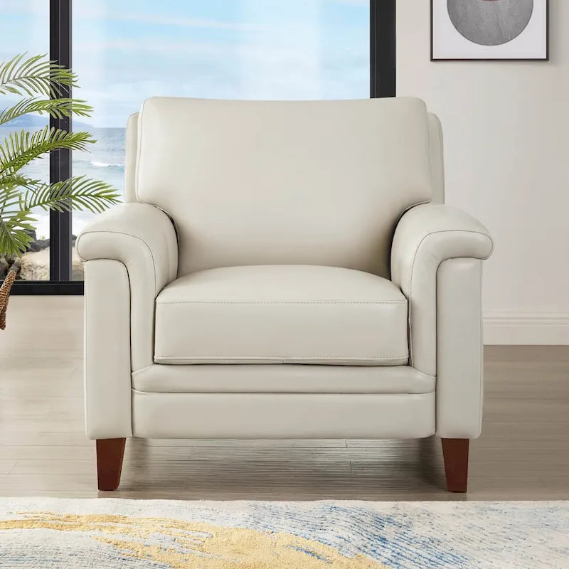 Chaise en cuir pleine fleur avec mousse à mémoire de forme et ressorts