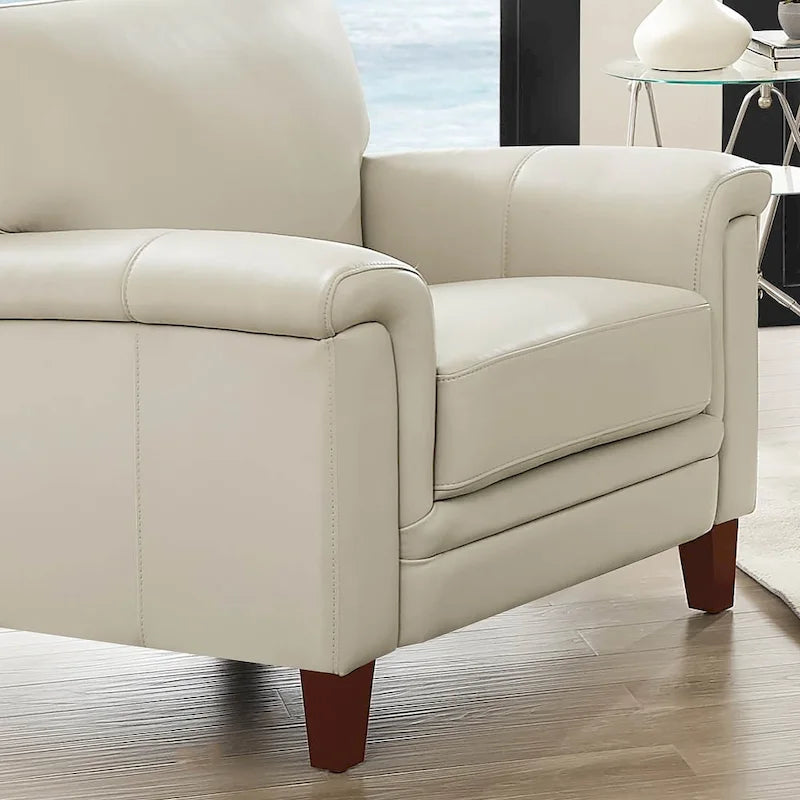 Chaise en cuir pleine fleur avec mousse à mémoire de forme et ressorts