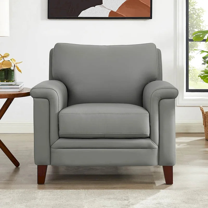 Chaise en cuir pleine fleur avec mousse à mémoire de forme et ressorts