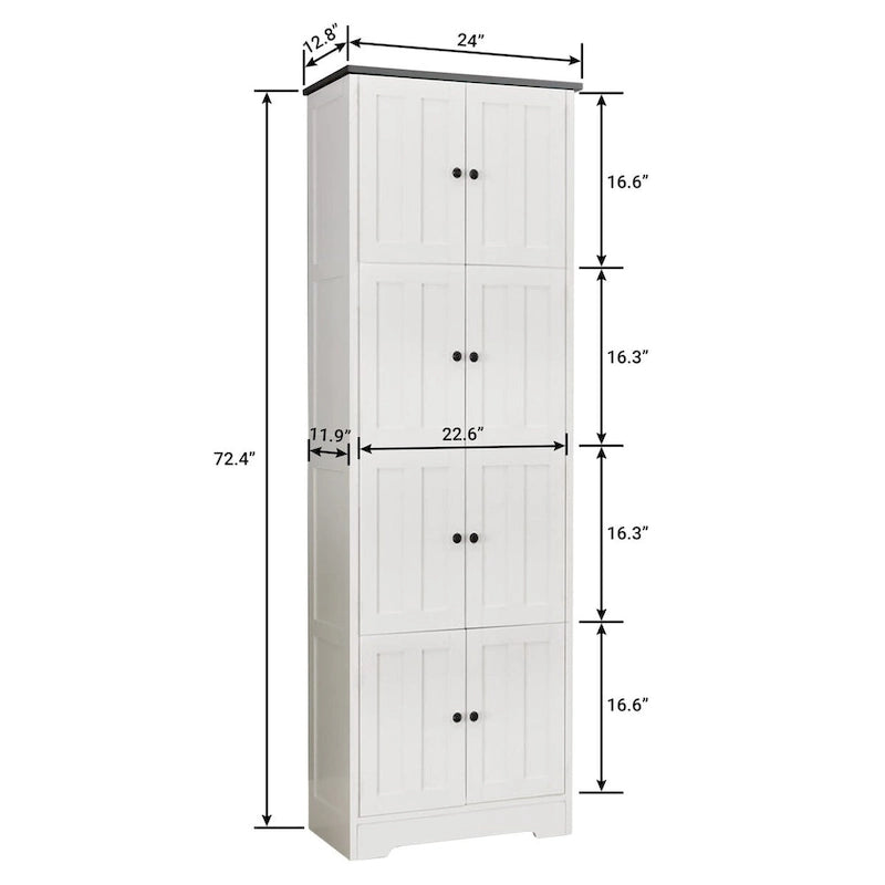 Meuble de rangement haut avec 8 portes et 4 étagères, meuble mural de rangement pour salon, cuisine, bureau, chambre, salle de bain