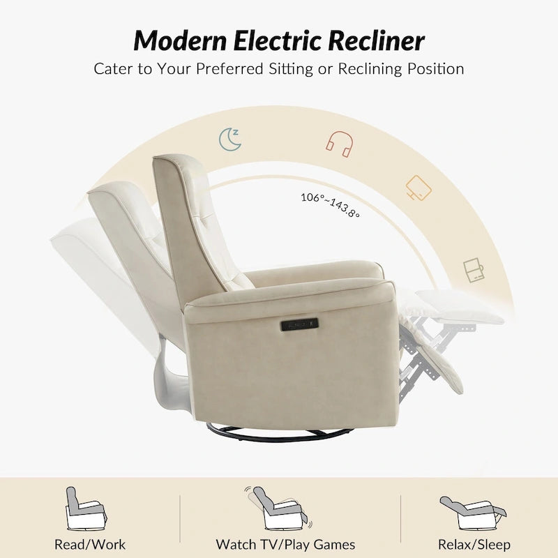 Fauteuil inclinable pivotant électrique moderne en similicuir