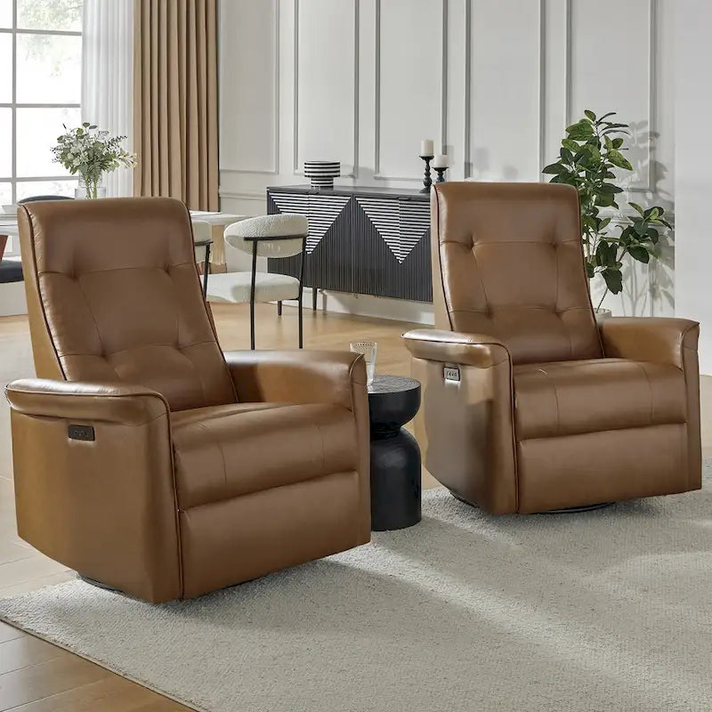Fauteuil inclinable pivotant électrique moderne en similicuir