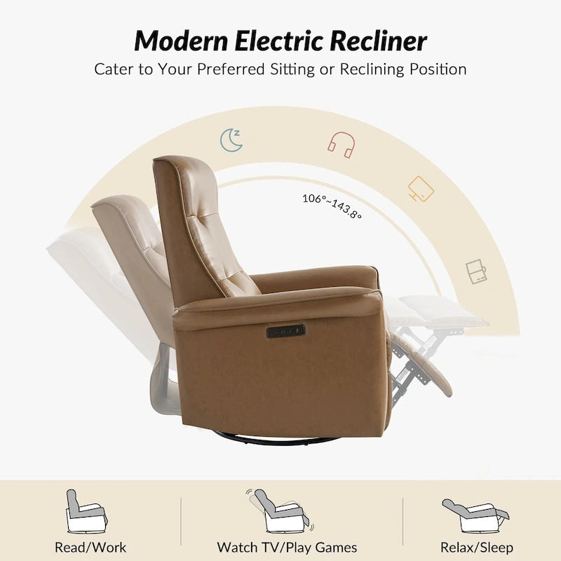 Fauteuil inclinable pivotant électrique moderne en similicuir