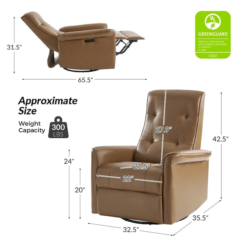 Fauteuil inclinable pivotant électrique moderne en similicuir