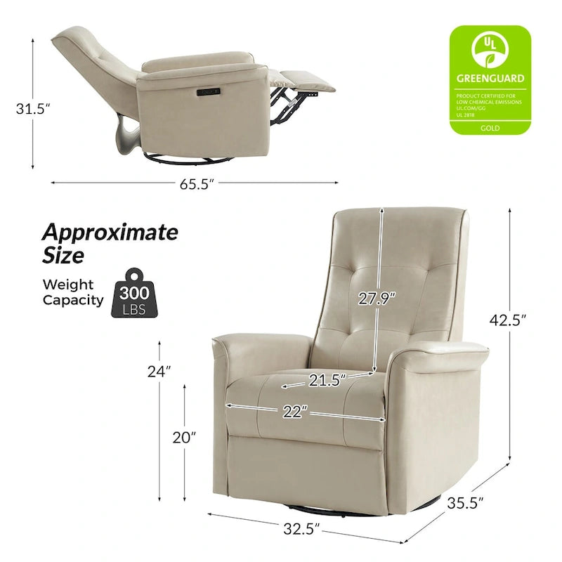 Fauteuil inclinable pivotant électrique moderne en similicuir
