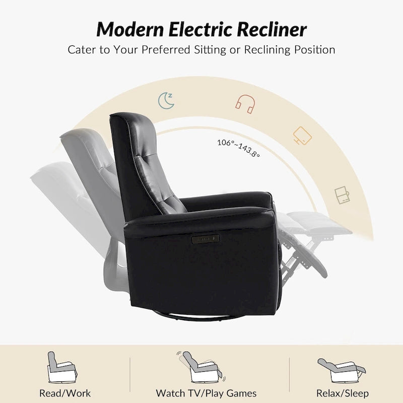 Fauteuil inclinable pivotant électrique moderne en similicuir