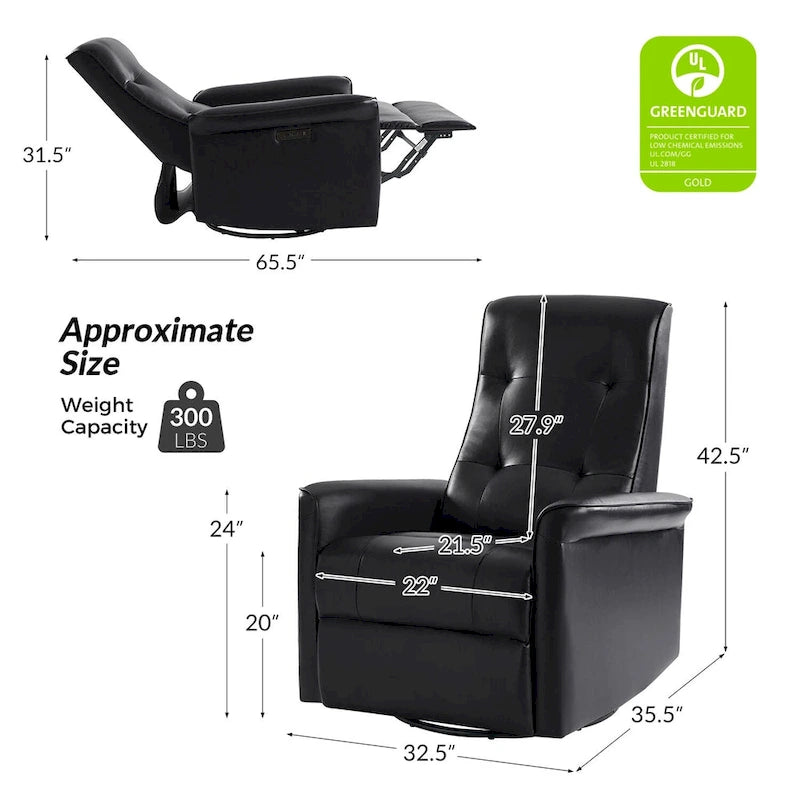 Fauteuil inclinable pivotant électrique moderne en similicuir