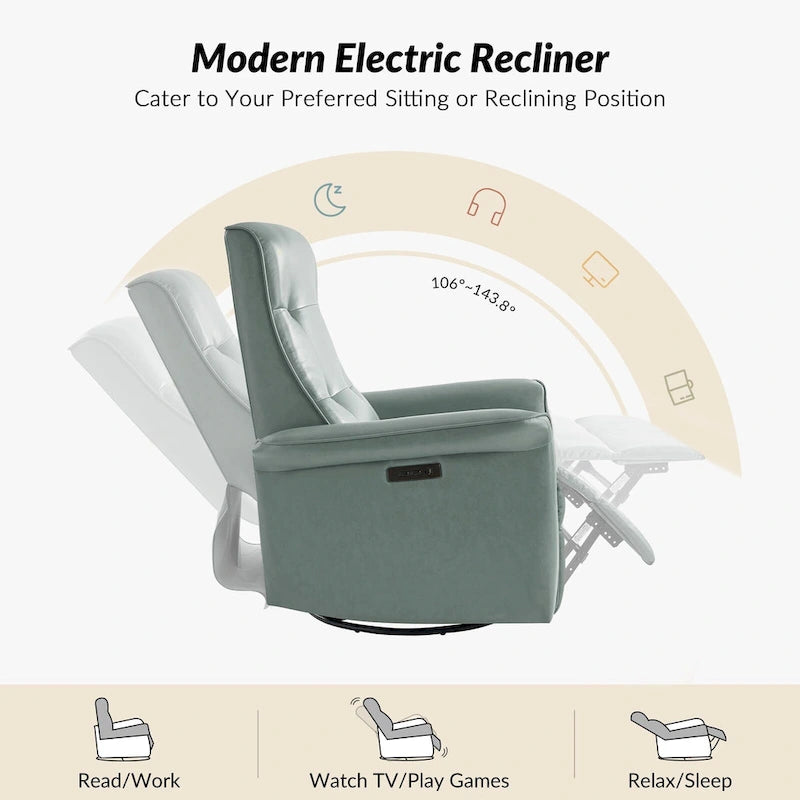 Fauteuil inclinable pivotant électrique moderne en similicuir