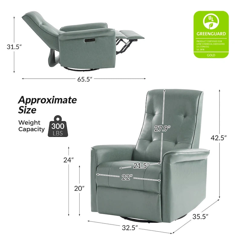 Fauteuil inclinable pivotant électrique moderne en similicuir