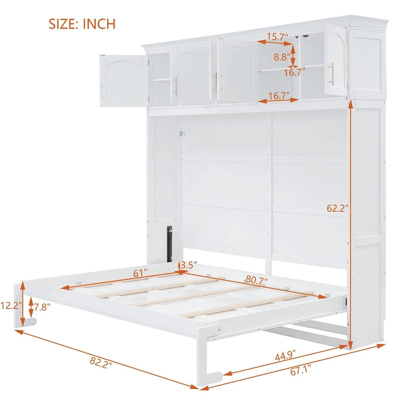 Lit escamotable mural Queen Size avec meubles hauts