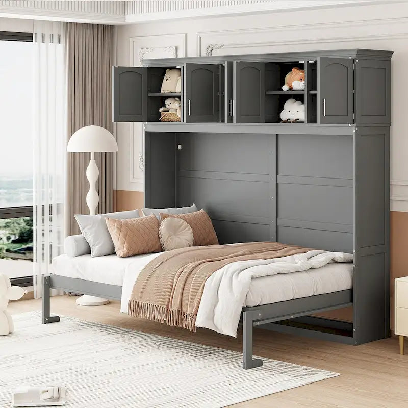 Lit escamotable mural Queen Size avec meubles hauts