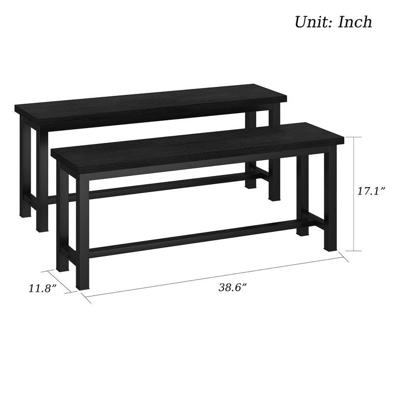 Banc de salle à manger style industriel - Ensemble de 2 pièces