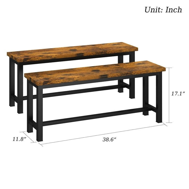 Banc de salle à manger style industriel - Ensemble de 2 pièces