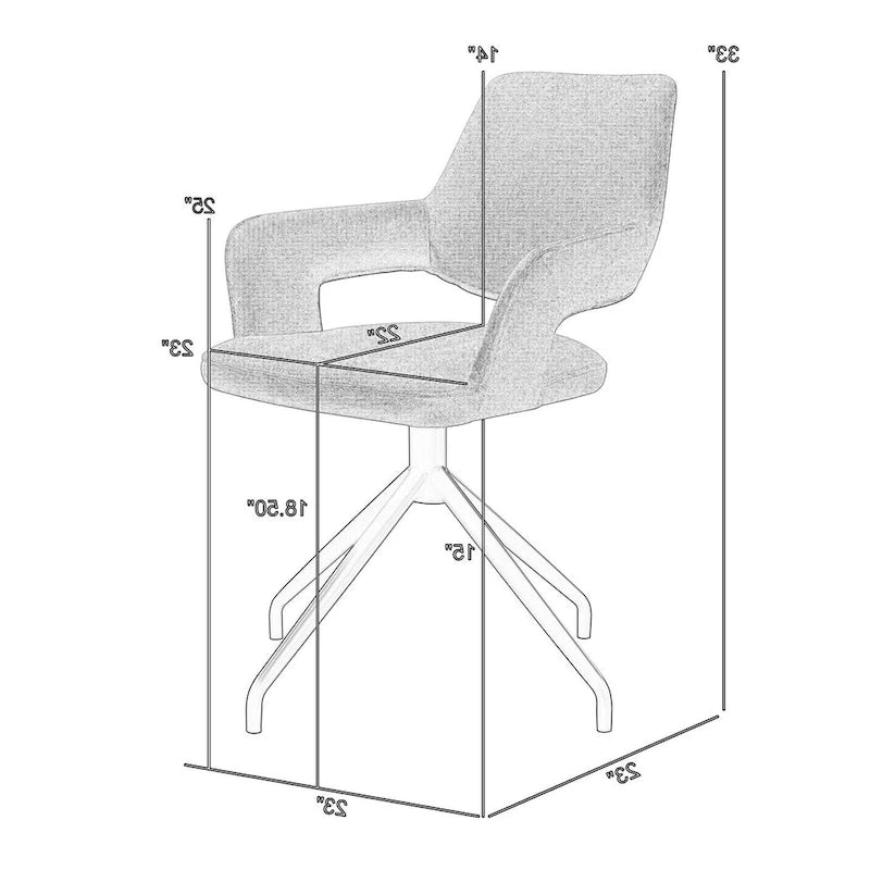 Lot de 2 chaises de salle à manger pivotantes de 23 pouces